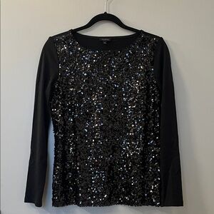 Talbots Black Sequin Long Sleeve Top